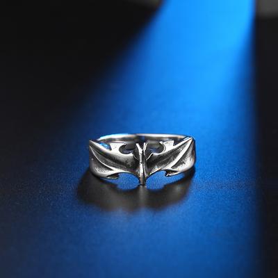 Retro Gothic Stil Fledermausring Nachtclub Trendiger Herren Kunst Fan Titanstahl