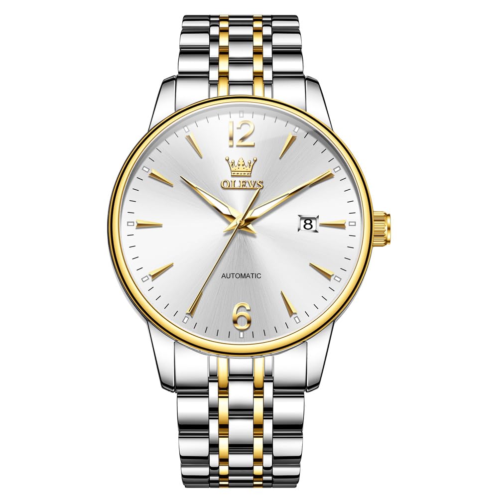 

OLEVS Men s Automatic Mechanical Watch, Simple and Popular, with Calendar, Waterproof, Date Display, Luminous Design, Stainless Steel, Stylish Brand