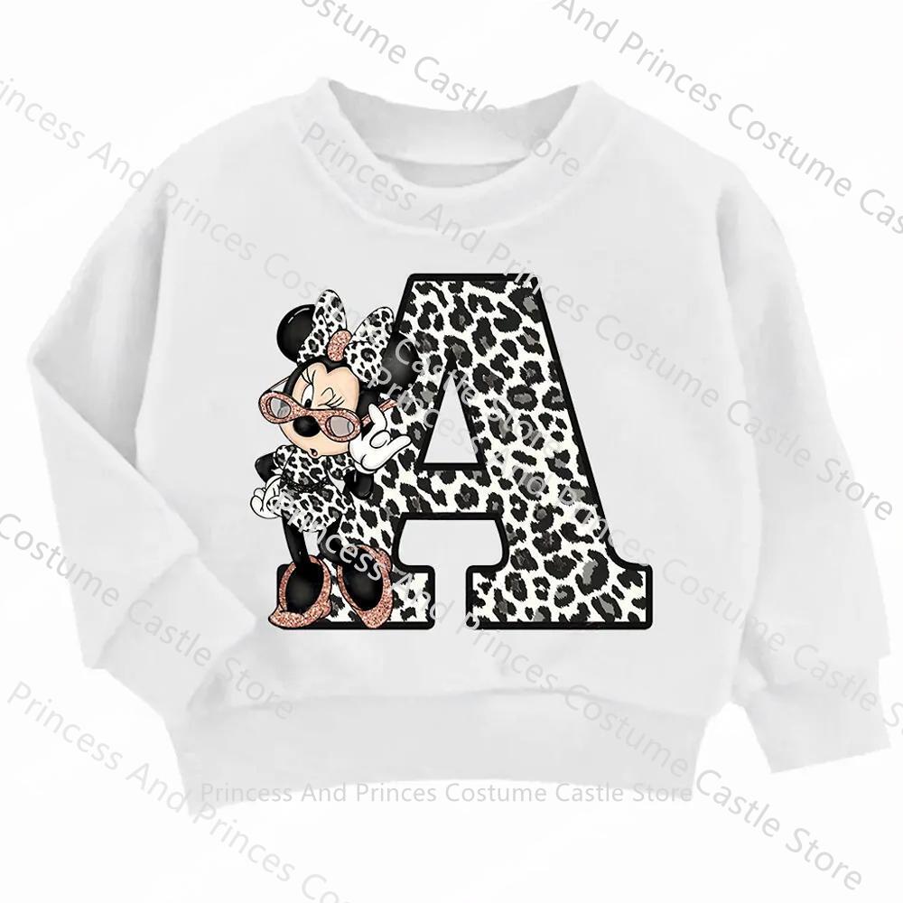 Children MINISO Minnie Hoodie Letter A B C D Kid Casual Clothes O-neck Pullover Little Baby Kawaii Cartoons Boy Girl Sweatshirts