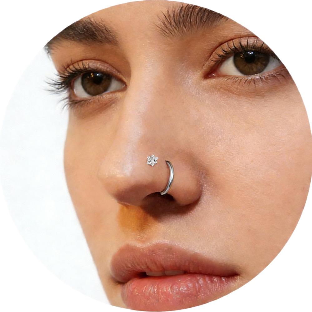 Simple U-Shape Rhinestone Butterfly Nose Clip Fashion Titanium Steel No Piercing Nose Stud