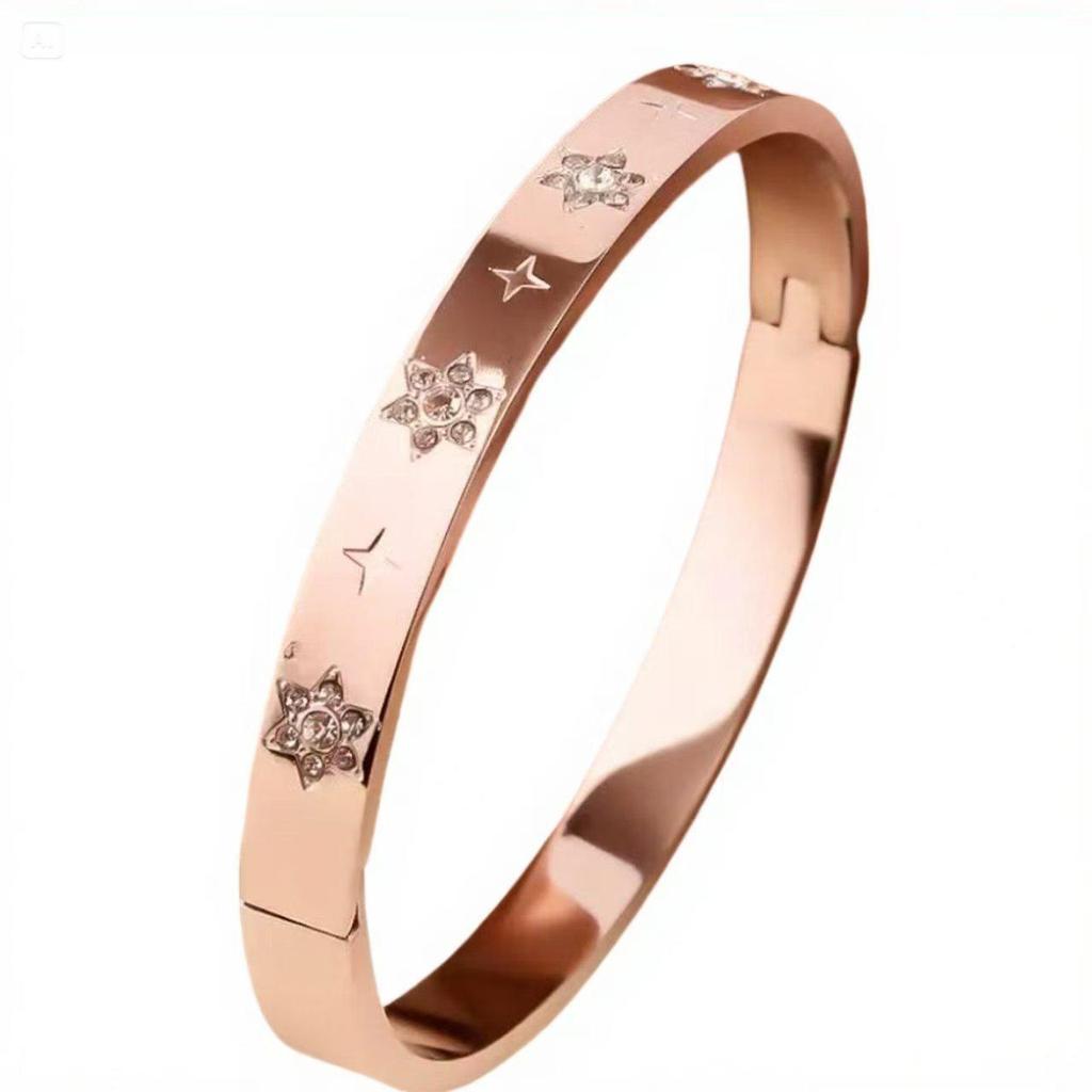 Bracelet de Luxe en Acier Inoxydable pour Femme: Titane Électroplaqué, Sertissage Diamants Complet, Style Européen-Américain