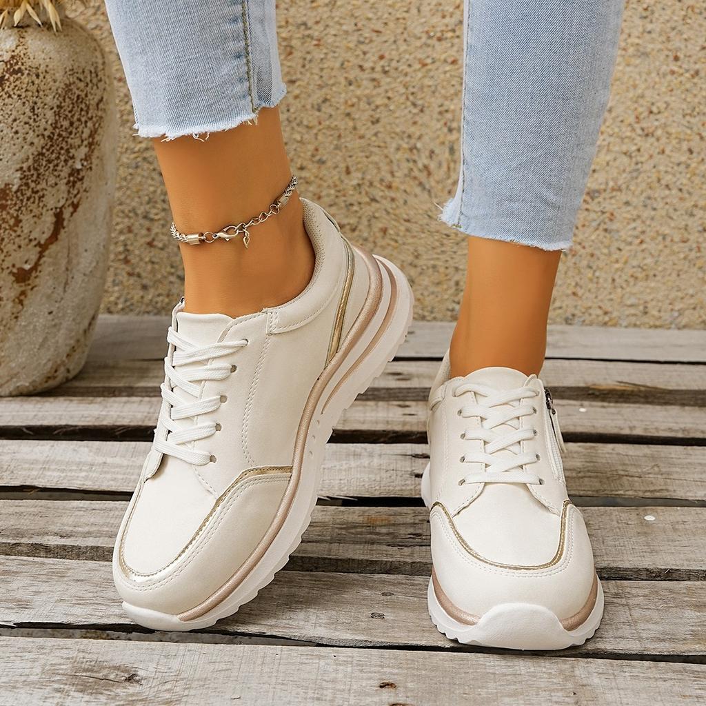 Women's Shoes Lightweight Pu Leather Casual Shoes Classic Lace Up Vulcanized Shoes Fashion Women Sneakers Luxury Tennis Footwear