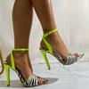 Women 'S Sexy Sandals Colorblock Pointed Toe Open Toe Zebra Pattern 11 .5cm Stiletto High Heels Sandalias Wedding Shoes Size 35 ~42