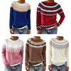 Women Sweater Round Neck Long Sleeve Patchwork Color Pullover Tops Loose Fit Autumn Winter Knit Tops