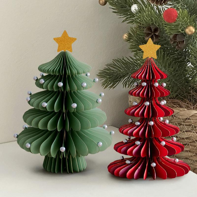 Paper Honeycomb Christmas Tree Merry Christmas Decoration Ornament New Year 2026 Party Favors Navidad Supplies Xmas Tree