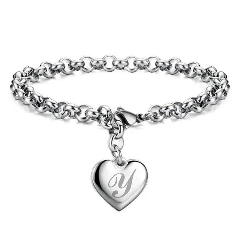 925 Sterlingsilber edles Herz 26 Buchstaben Kettenarmbänder für Frauen Mode Party Hochzeit Schmuck Geschenke
