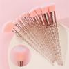 Disponible: Ensemble de 10 Pinceaux de Maquillage Licorne en Cristal – Manche Spiralé Transparent pour Poudre & Blush.