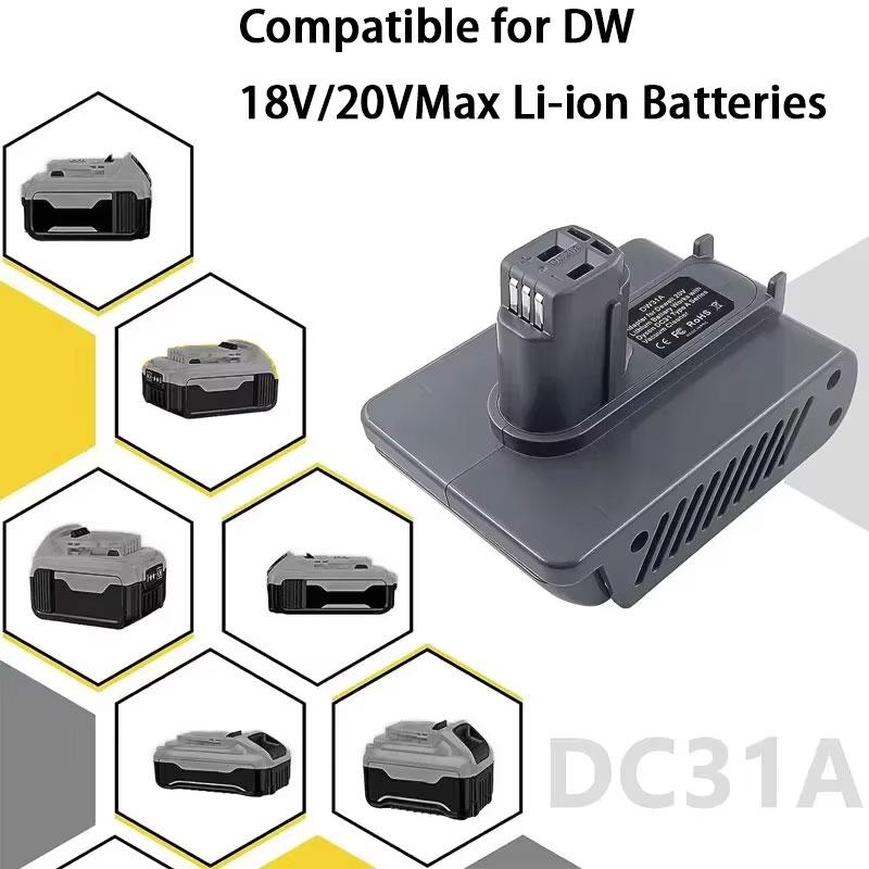 Conversion Adapter For Dewalt For Makita/Milwaukee 18V Li-ion Battery Convert to For Dyson Type A / Type B Animal Vacuum Cleaner