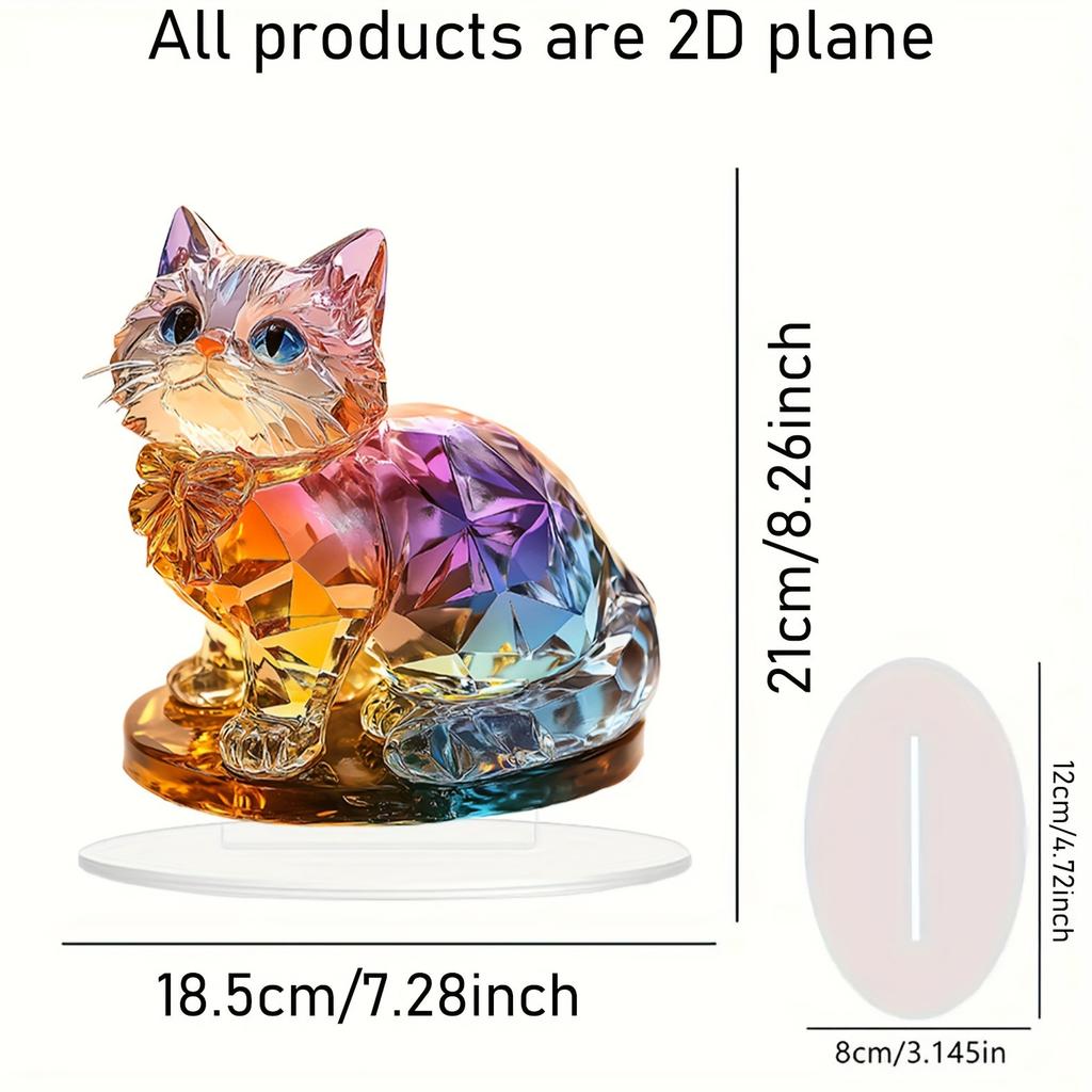 Creative, Cute, Colorful Kitten, 2D, Acrylic, Desktop Decoration, Living Room, Bedroom, Study, Home Props, Decoration