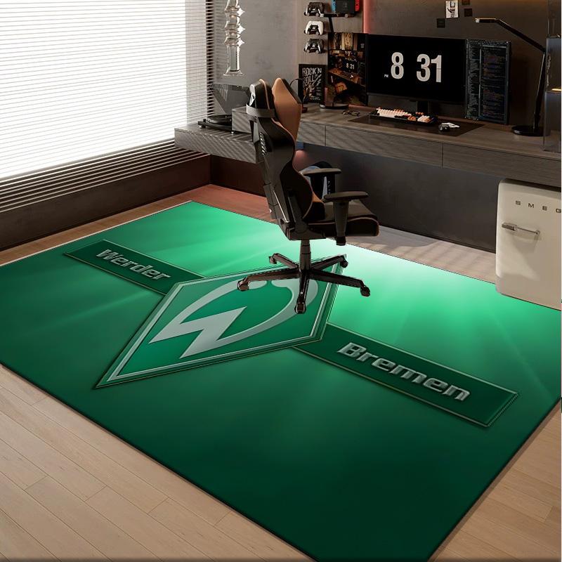 1 Stück Teppich Grün und Weiß Werder Teppich, Stuhlmatte, Bereichsteppich für Büro Schlafzimmer Wohnzimmer Schlafzimmer, Fußmatten Dekoration Weihnachtsgeschenke für Fans