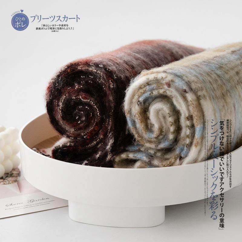 New fluffy big pulled hair imitation cashmere plaid fringed scarf high-end women's plaid scarf shawl