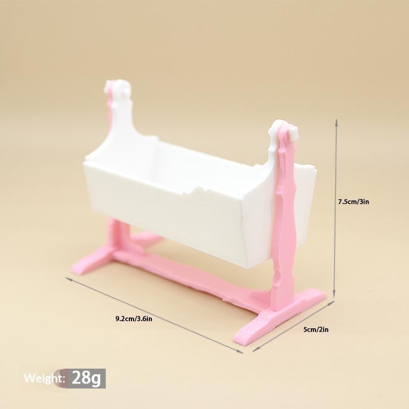 1/12 Dollhouse Miniature Cardle Baby Bed Cabinet Model Toys Crib For Dolls House Furniture Decor Accessories