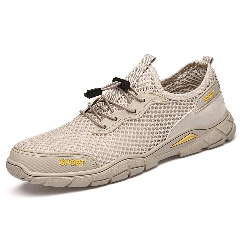 

Новые летние дышащие сетчатые туфли больших размеров, сандалии с закрытым носком, уличная пляжная обувь для прогулок вверх по течению 46 бежевый