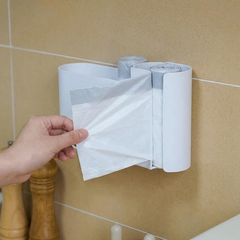 Wall Mounted Pull-out Type Trash Bag Dispenser Plastic Waste Bag Storage Box  Cabinet Door