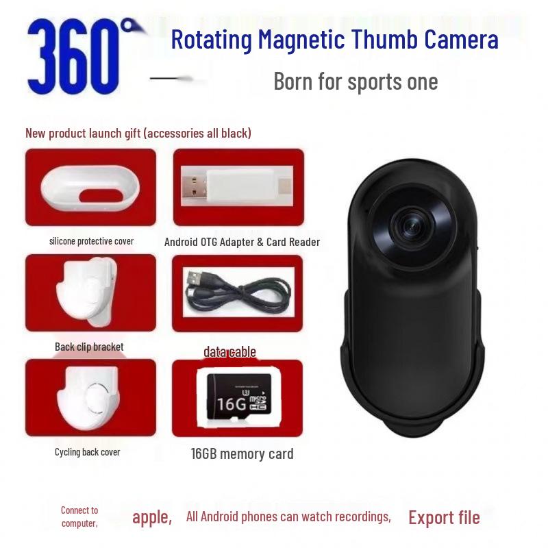 Magnetic Clip HD Wearable Action Camera for Pet and Cycling