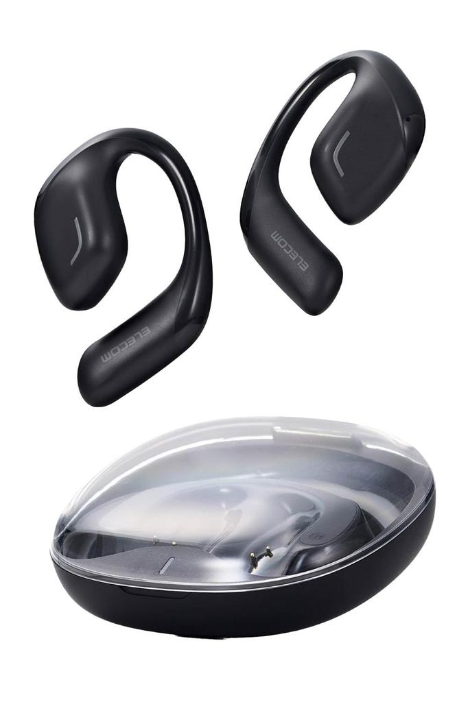 ELECOM Open-Ear Bluetooth 5.4 Wireless Headphones, Over-the-Ear Design, Built-in Microphone, 10 Hours of Playback, Lightweight Design (9.8g per ear),