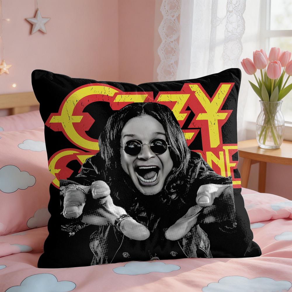 LOGO OOzzy Osbourne Cushion Cover Square Short Plush Pillow Case Living Room Sofa Home Decor Funda X