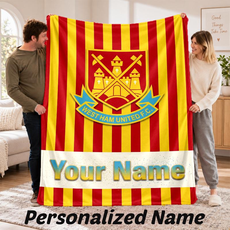 Benutzerdefinierter Name West Ham United Flanell-Kuscheldecke Personalisierter Text Weiche Decke Bett Sofa Geschenk