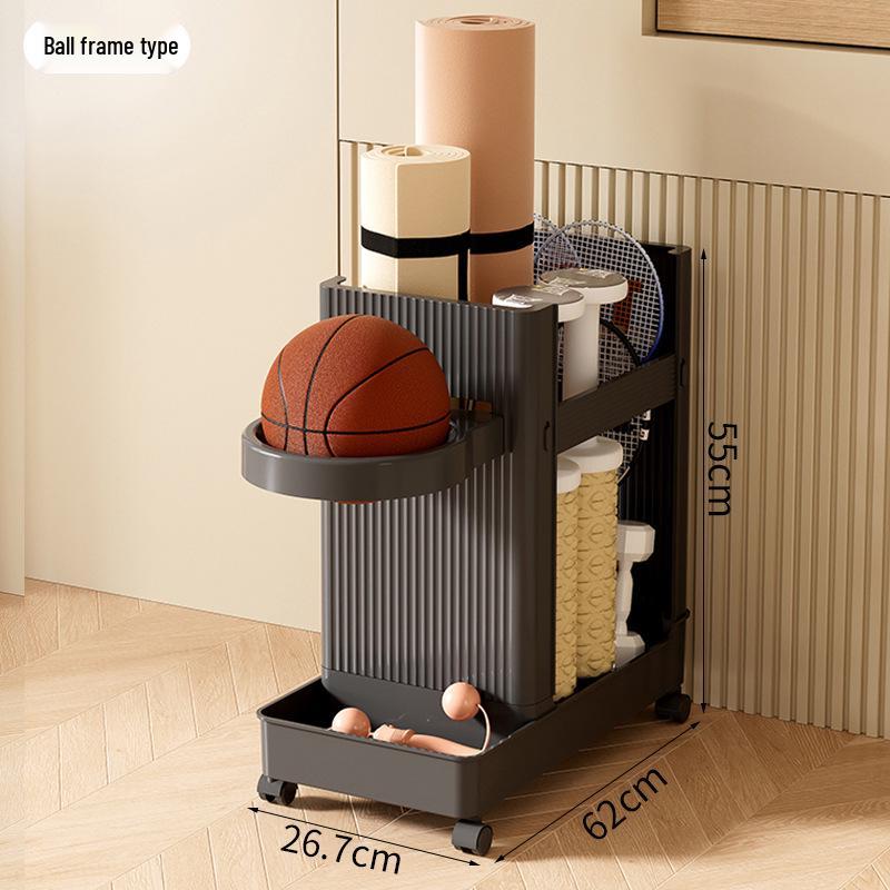 Mobile Home Exercise Gear Organizer with Wheels for Badminton Rackets & Yoga Mats