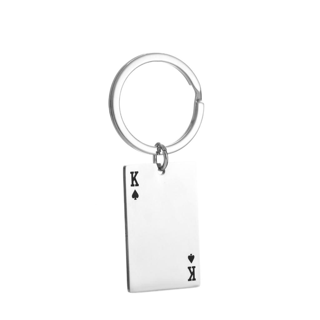 Stainless Steel Poker Pendant Keychain (Ace To King of Spades)