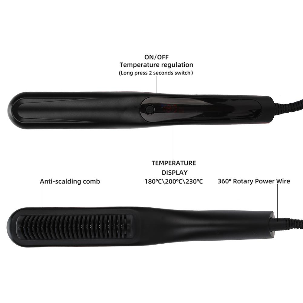 Electric Hair Straightener Comb Anti Scald Beard Straightener Brush  (Black )