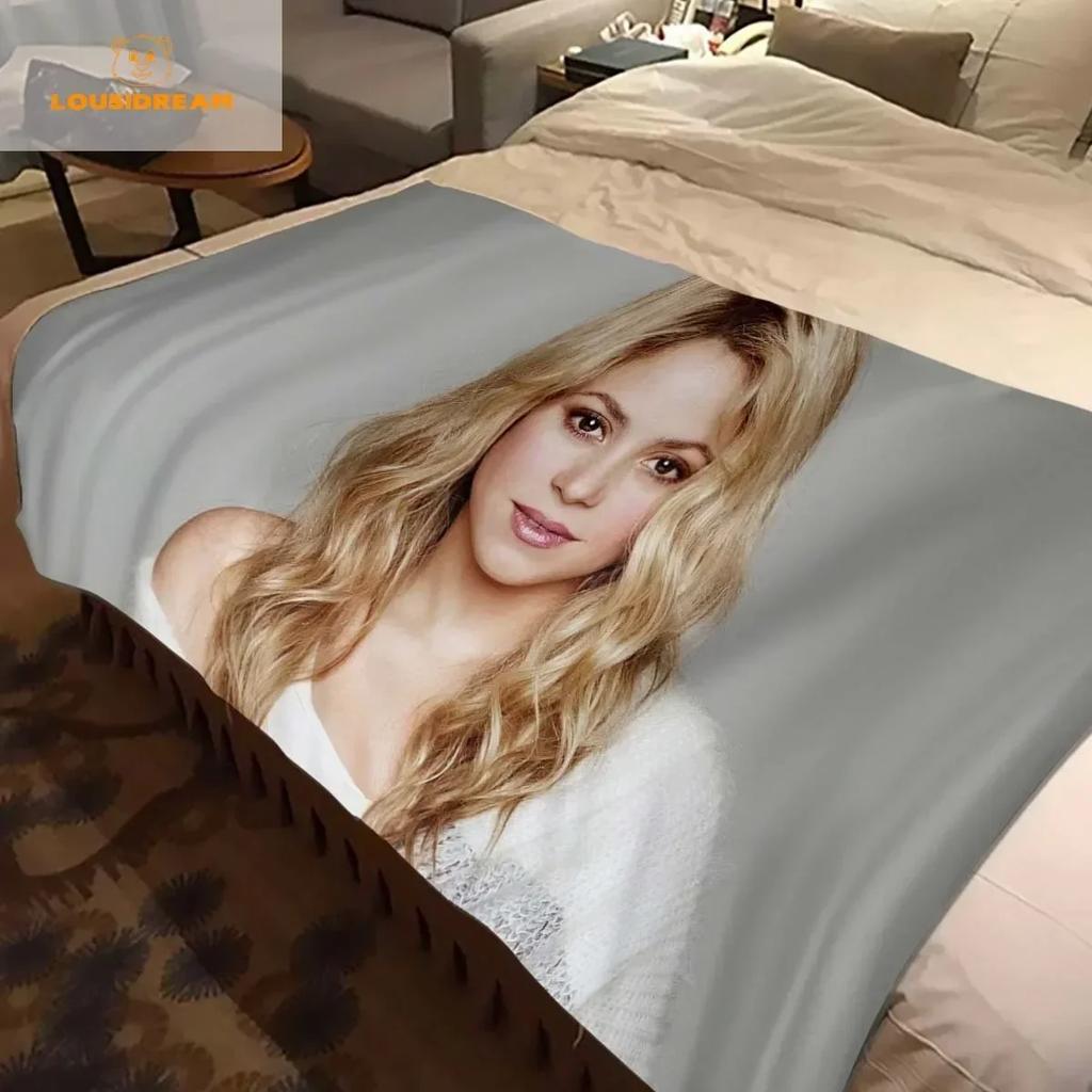 Mode Shakira Merch Pop Kvinnlig Sångare Tryck Flanellfilt Stjärnkonst Bärbar Hem Resa Kontor Vilopaus Julklapp