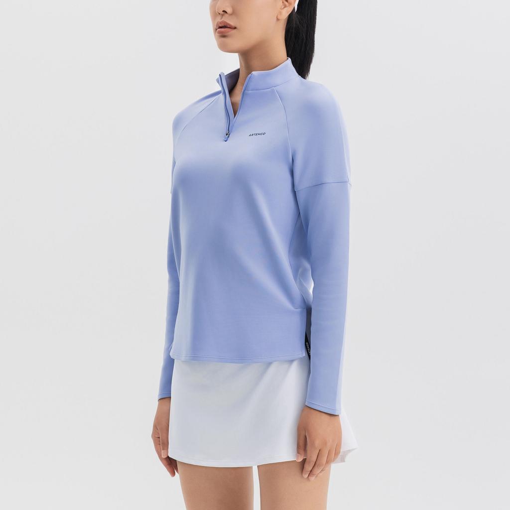 DECATHLON ARTENGO Soft, Lightweight Warm Long Sleeve Tennis Jersey Women's Light Lavender Purple