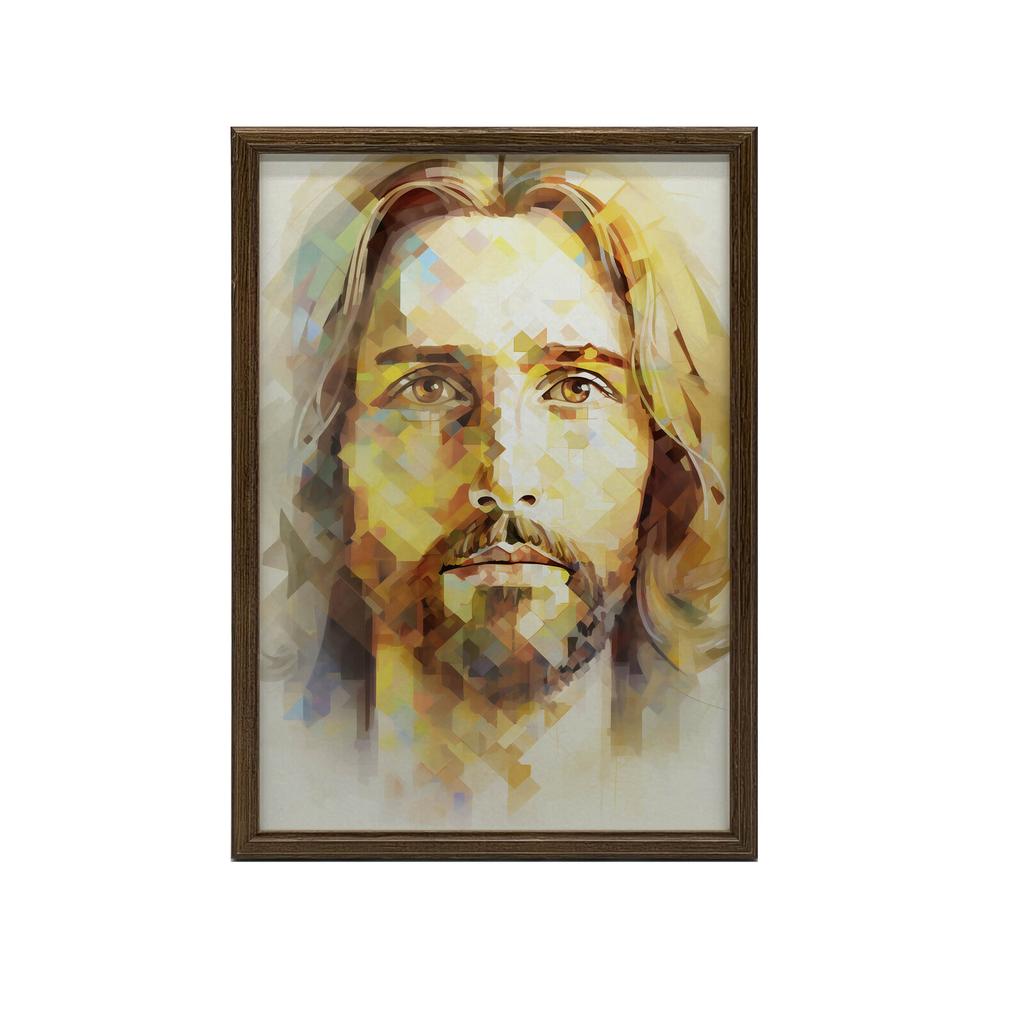 Nowoczesne Oblicze Jezusa Nowoczesne Oblicze Jezusa, 30X40 Cm, Rama Drewniana Ciemny Brąz, Papier Matowy 230 Gsm