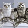 Owl Family Resin Figurines, Rustic Tree Branch Animal Statues, American Country Home Decor for Living Room TV Stand Bookshelf Bedroom, Unique