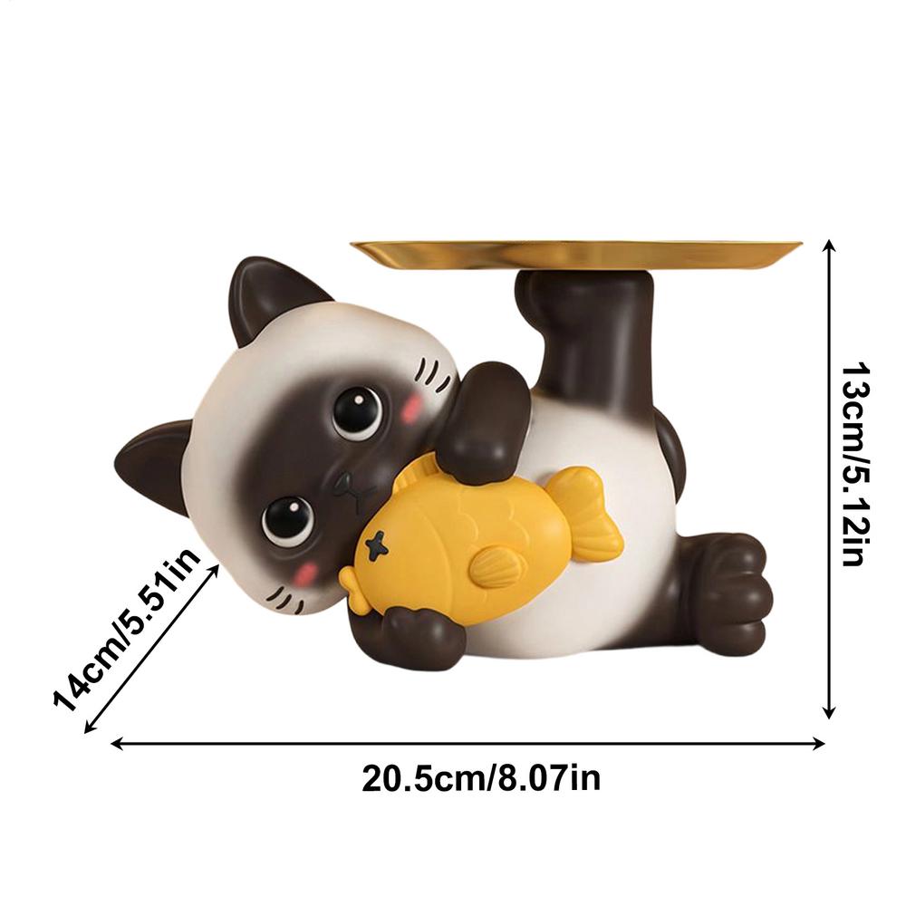 Cat Candy Dish Resin Cat Storage Tray Key Holder Bowl Cat Statue Decoration Key Holder For Entryway Table Home Living Room