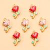 9x17mm Gold-Tone Stainless Steel Plant Charm Pendant for DIY Jewelry