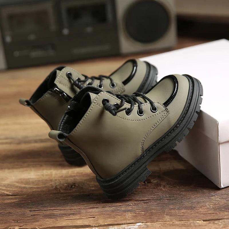 2024 Children Fashion Boots for Girls Boys Autumn Winter New Korean Style Soft Bottom Anti-slippery Versatile Plush Leather Shoe