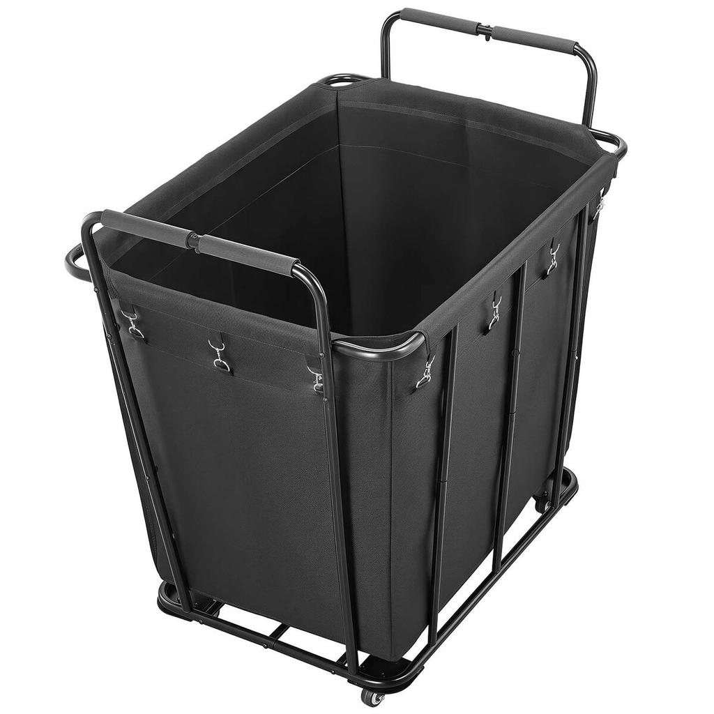 Laundry Cart, Rolling Grocery Utility Cart with Waterproof Liner & Swivel Wheels, 118 KG Large Load Capacity, Heavy Duty Shopping Basket for Laundry,