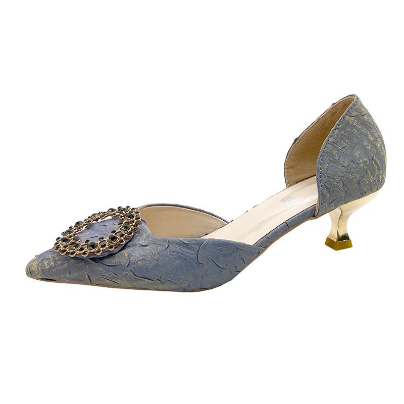 New Classic Style Crystal High Heels Women's French Stiletto Low-Cut Women's Shoes