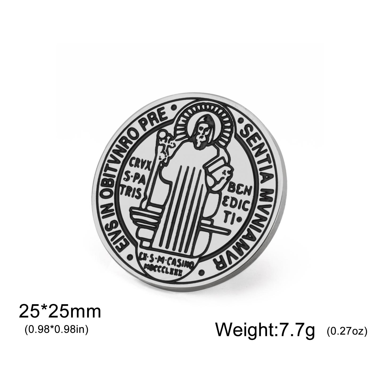 Teamer Брошь-значок с медальоном Святого Бенедикта от изгнания нечисти из нержавеющей стали Для женщин Мужчин Ювелирное украшение Новый В Подарок на День Рождения
