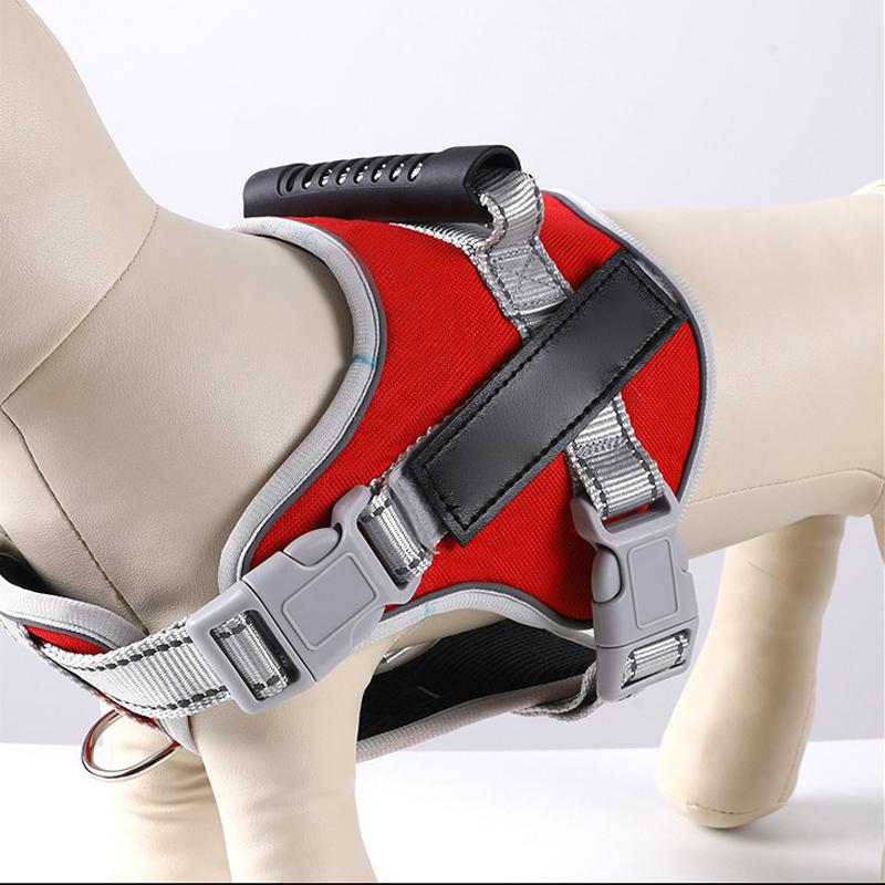 Reflective Dog Harness Adjustable Pet Chest Harness with Leash for Large Dogs Outdoor Walking Red M