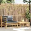 VidaXL Garden Lounge Set 2 Pcs with Dark Grey Cushions Bamboo