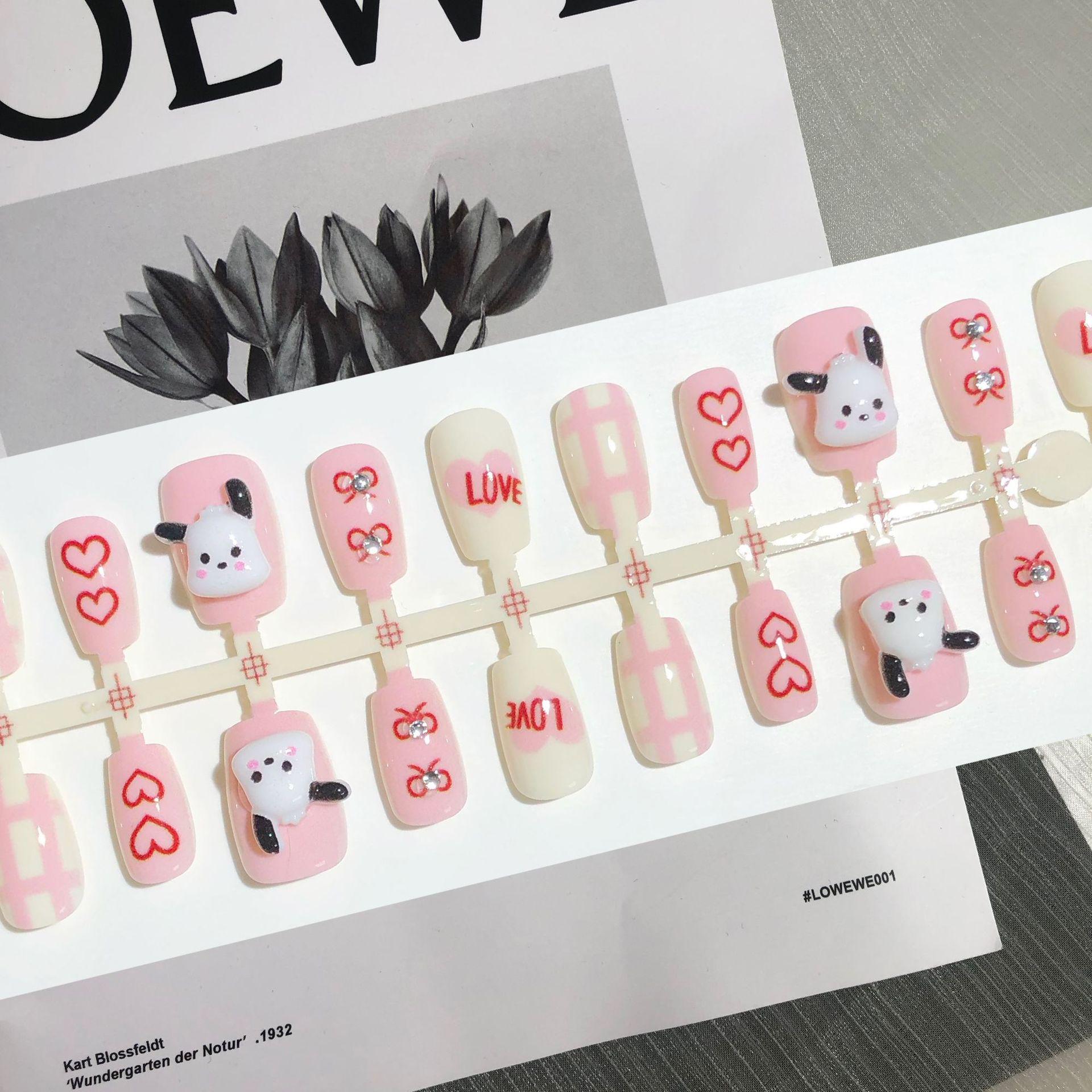 

Милые розовые клетчатые ногти-накладки для собак с бантиком - Мультяшный дизайн, 30 штук