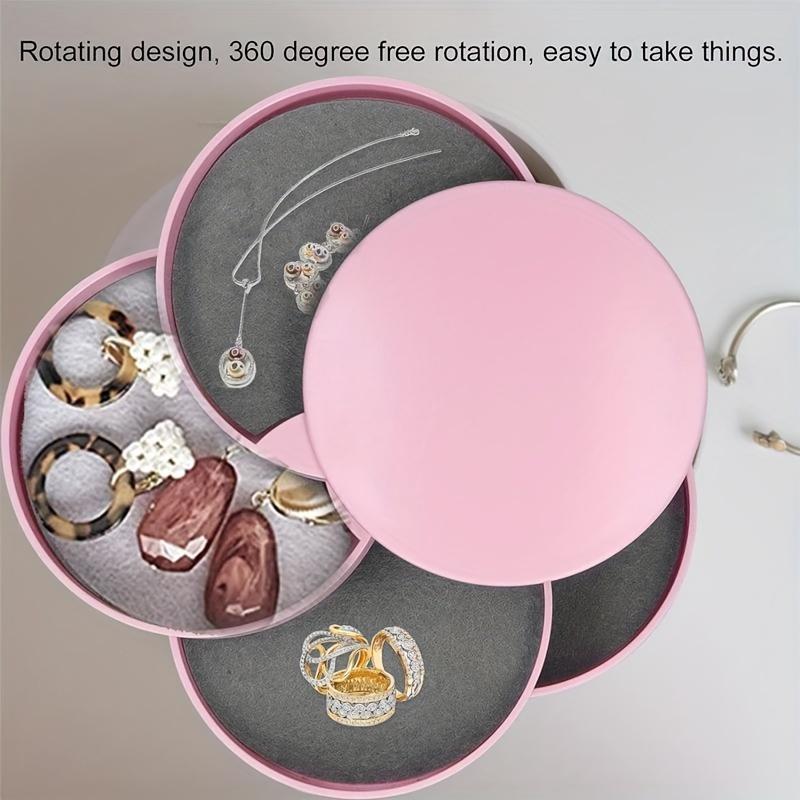 Elegant Rotating Multi-Tier Desktop Organizer with Lid - Perfect for Jewelry, Cosmetics and Hair Accessories Storage