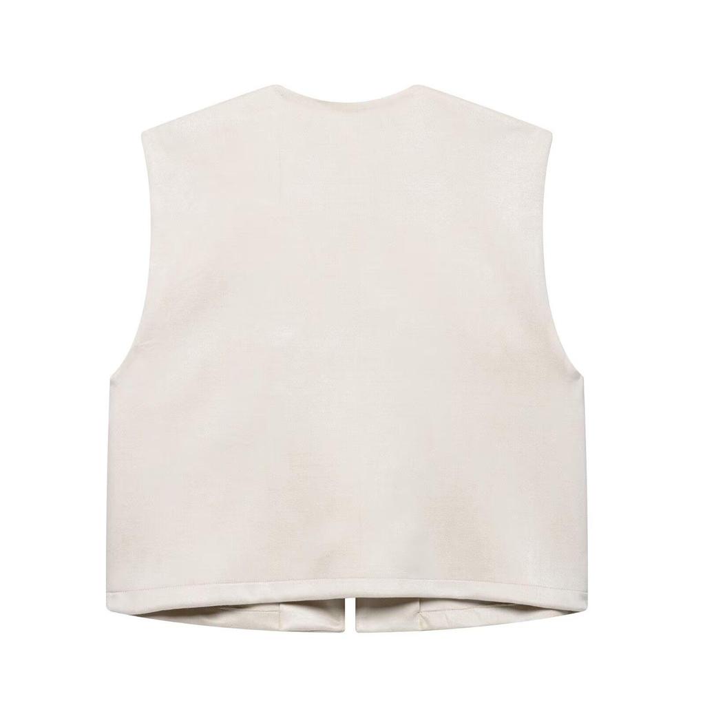Spring 2025 Women's European & American Style Embroidered Suede Vest