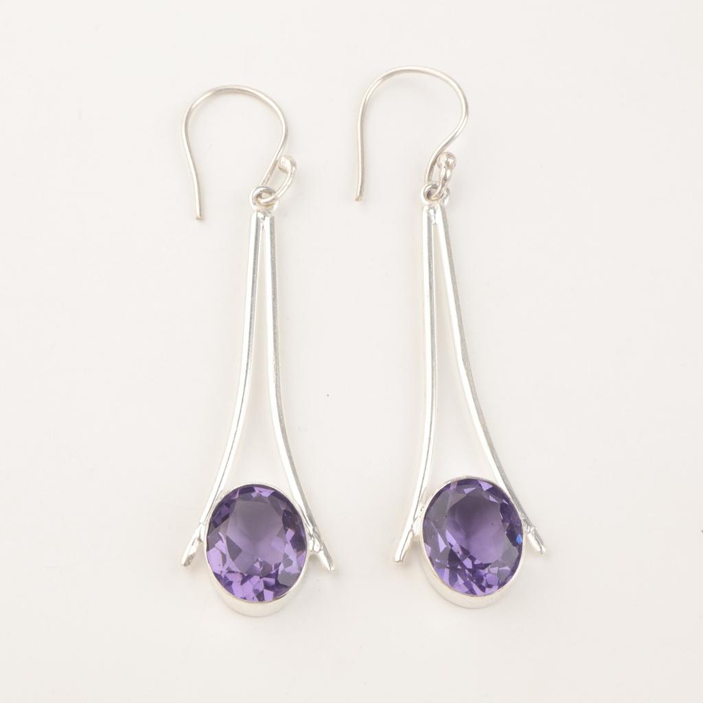Sisters Day Deal Natural Iolite 925 Silver Ethnic Dangling Boho Earrings Jewelry EE-136-4