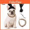 Elegante Colar de Corrente Dourada para Animais de Estimação com Peruca Dreadlock Funky para Cães, Perfeito para Celebrações de Halloween e Natal