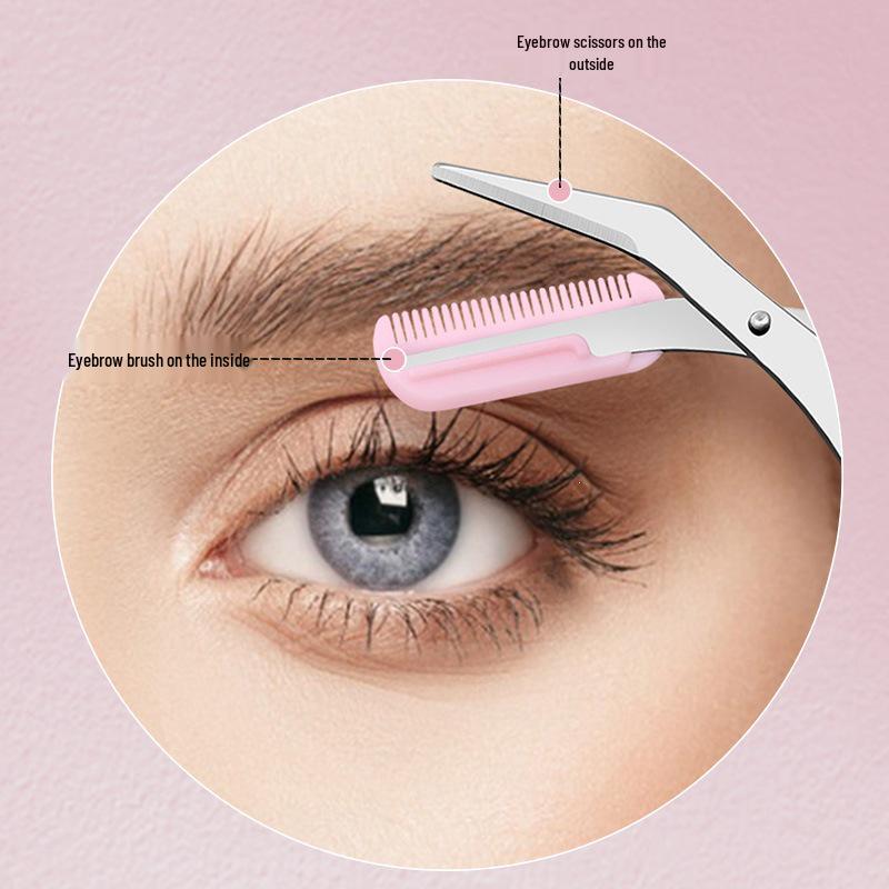 Portable Sharp Eyebrow Trimming Scissors with Built-in Comb for Beginners