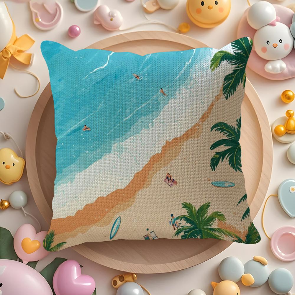 Beach Holiday Beach Style Home Pillow Case Pattern Printed Pillowcase for Living Room Sofa Cushion Cover Bedroom Decor