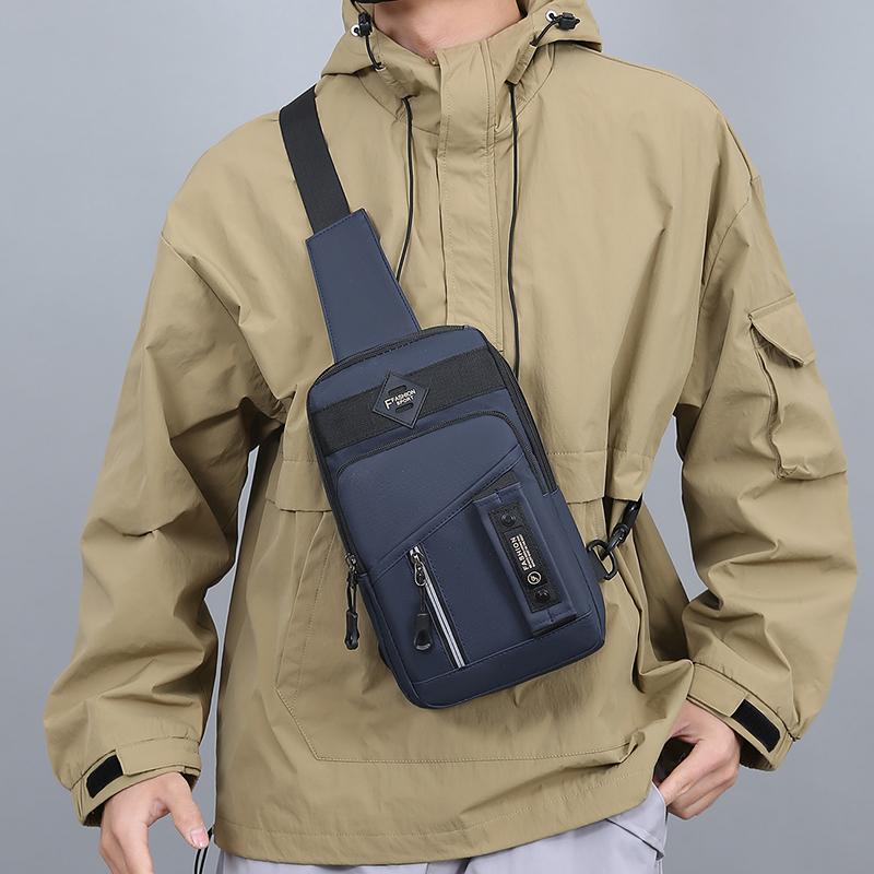 Men's Outdoor Chest Bag - Stylish Nylon Crossbody Bag  Casual Multi-Functional Sports Sling Bag