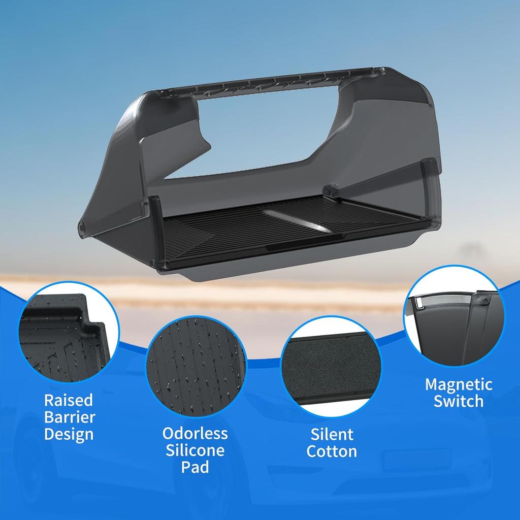 Under Screen Storage Box for Tesla Model 3/Y 2017-2025, [Hidden Design & More Privacy] Center Console Organizer Tray for Tesla Model 3 Y