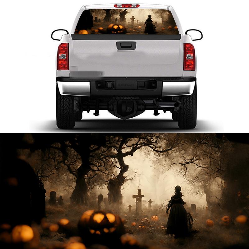 Halloween Car Rear Windshield Decal Vinyl Waterproof Car Sticker Truck Rear Window Decal Universal Perforated Vinyl Graphic