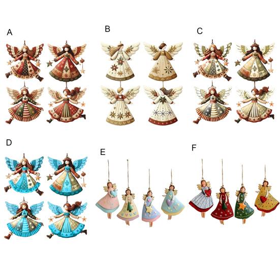 Tre Engel Julepynt Rustikk Gårdshus Engeldekorasjoner Juletre Hengepynt for Ferie Hjemmedekor