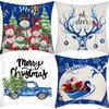 New Christmas Pillowcase Linen Print Snowman Santa Claus House Decoration Festive Pillowcase