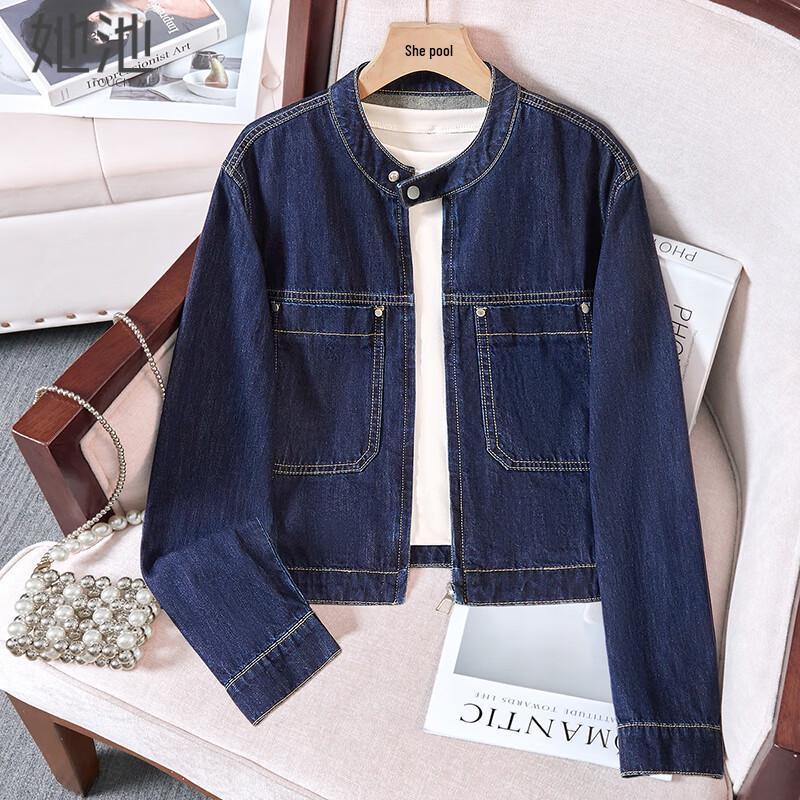 

Женская ретро джинсовая куртка с круглым вырезом, маленького размера XL